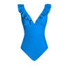 Ruffled V-Neck Lace Up Monokini - Channel Romance and Confidence with Haute Damsel