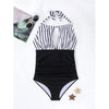 Backless mesh one-piece swimsuit