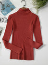 Basic Turtleneck Ribbed Knitted Sweater – Women’s Slim-Fit Warm Pullover Top for Autumn & Winter