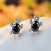 Purple Gradient Turtle Stud Earrings with rainbow zircon stones –  front view