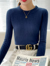 Fashion Ribbed Knit Women’s Sweater – Soft Long Sleeve Pullover for Autumn & Winter