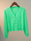 Women's V-Neck Button-Up Knitted Cardigan – Long Sleeve Casual Jacket for Autumn & Winter
