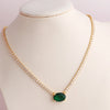  CZ Tennis Chain Necklace – vibrant stones on a gold-plated chain, styled on a model