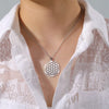 Chakra Flower of Life Necklace – mandala pendant with chakra symbols on a stainless steel chain