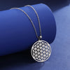 Chakra Flower of Life Necklace – mandala pendant with chakra symbols on a stainless steel chain