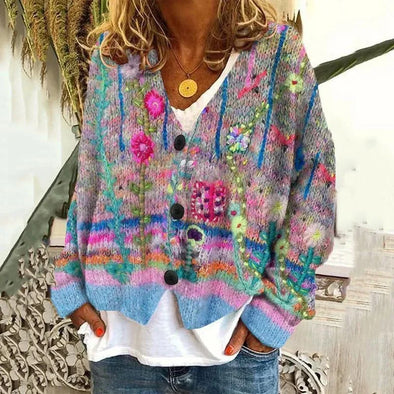 Christmas Sweater Cloak Coat – Fashion Print Cardigan Long Sleeve Casual Outerwear for Winter