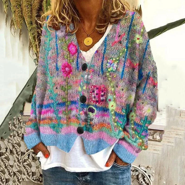 Christmas Sweater Cloak Coat – Fashion Print Cardigan Long Sleeve Casual Outerwear for Winter