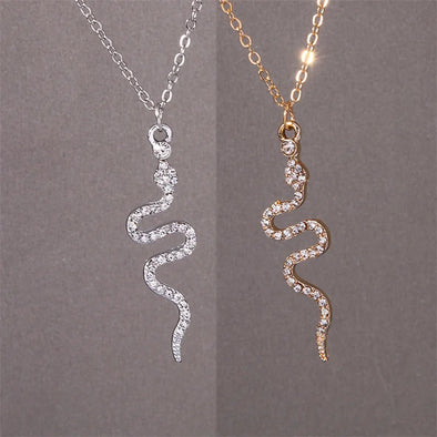 Crystal Snake Necklace with rhinestone details