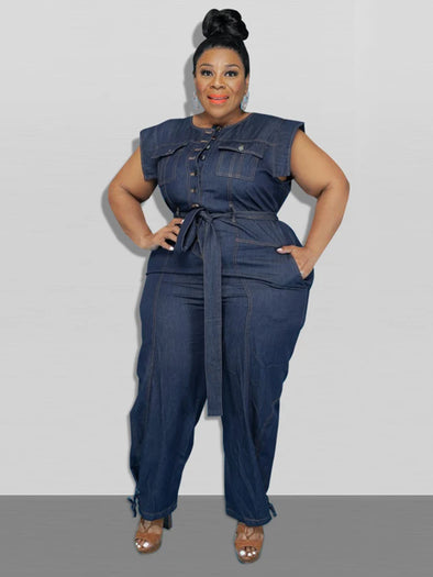 Elegant Denim Jumpsuit - Casual Style 