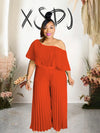 Elegant Off Shoulder Jumpsuit - Full-Length, Summer, Pleated, Plus Size