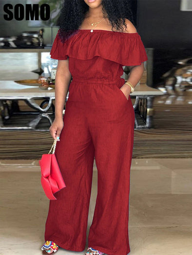 Elegant Shawl Sleeve Romper - Plus Size, Wide Leg Pant, Solid Bodysuit Jumpsuit