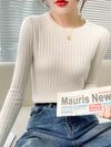 Fashion Ribbed Knit Women’s Sweater – Soft Long Sleeve Pullover for Autumn & Winter
