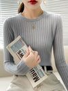 Fashion Ribbed Knit Women’s Sweater – Soft Long Sleeve Pullover for Autumn & Winter