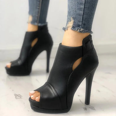 Fish Mouth Platform High Heels – Breathable Hollow-Out Sandals 