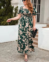 Plus Size Women's Floral Print Maxi Dress - Square Neck, Puff Sleeve, Bohemian Style