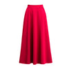 Red Full view of midi A-line skirt front 
