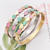 Gold-Plated Heart Charm Cuff Bangle – front view 