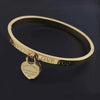 Gold-Plated Heart Charm Cuff Bangle – front view symbolizing love