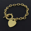 gold Plated Heart Charm Cuff Bangle with heart pendants 