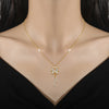 Gold Plated Taseel Butterfly Necklace – intricate pendant on a model’s collarbone