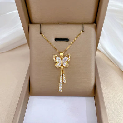 Gold Plated Taseel Butterfly Necklace ready for unforgettable gifting