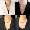Golden Balls Beads Necklace & Earrings Set – stainless steel beads on a model at a party