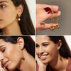 Golden Balls Beads Necklace & Earrings Set – stainless steel beads on a model at a party
