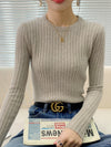 Fashion Ribbed Knit Women’s Sweater – Soft Long Sleeve Pullover for Autumn & Winter