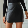 Edgy Elegance: Black PU Leather Mini Skirt - Haute Damsel