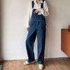 Women's high waist denim jumpsuit - Wide leg blue jeans