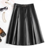 Sophisticated Elegance: Camel Solid Pleated Leather Skirt - Haute Damsel