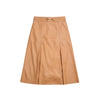 Sophisticated Elegance: Camel Solid Pleated Leather Skirt - Haute Damsel