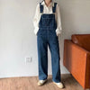 Women's high waist denim jumpsuit - Wide leg blue jeans