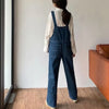 Women's high waist denim jumpsuit - Wide leg blue jeans