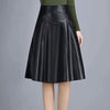 Sleek Sophistication: PU Leather Knee-Length Skirt - Haute Damsel