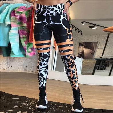 Strikingly Chic: Leopard Stripe 3D Print Leggings - Haute Damsel