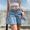 Denim Delight: Ruffled Denim Skirt - Haute Damsel