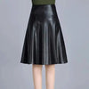 Sleek Sophistication: PU Leather Knee-Length Skirt - Haute Damsel