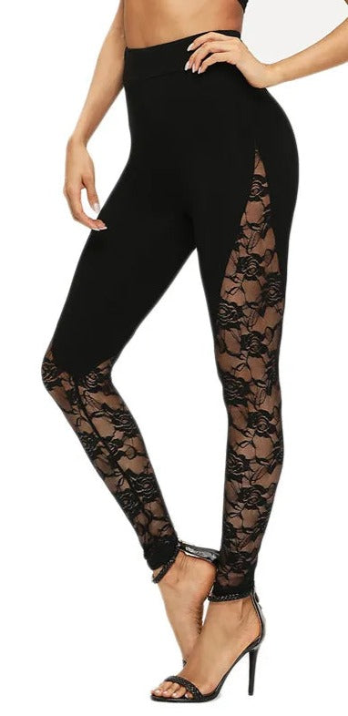 Elegance Redefined: High Waist Black Lace Leggings - Haute Damsel