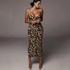 Wild Elegance: Leopard Print Sleeveless V-Neck Sexy Dresses - Haute Damsel