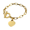 Gold-Plated Heart Charm Cuff Bangle – front view