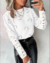 Heart Print Long Sleeved Top - Casual Autumn/Winter Fashion | Haute Damsel