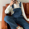 Women's high waist denim jumpsuit - Wide leg blue jeans