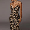 Wild Elegance: Leopard Print Sleeveless V-Neck Sexy Dresses - Haute Damsel