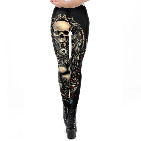 Dark Elegance: Gothic Style Skull New Design Leggings - Haute Damsel