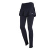 High-Waist Yoga Leggings with Two-Layer Skirt – front view in black, showcasing sleek design