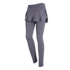 High-Waist Yoga Leggings with Two-Layer Skirt – front view in gray, showcasing sleek design