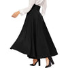 High-waist lace-up maxi skirt front view  black color
