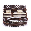 Leather Couple Bracelet Set – black and brown bracelets on wooden backdrop