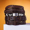 Leather Couple Bracelet Set – black and brown bracelets on wooden backdrop